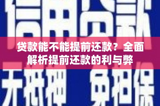 高陵贷款能不能提前还款？全面解析提前还款的利与弊