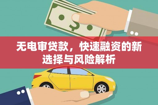 玉井无电审贷款，快速融资的新选择与风险解析