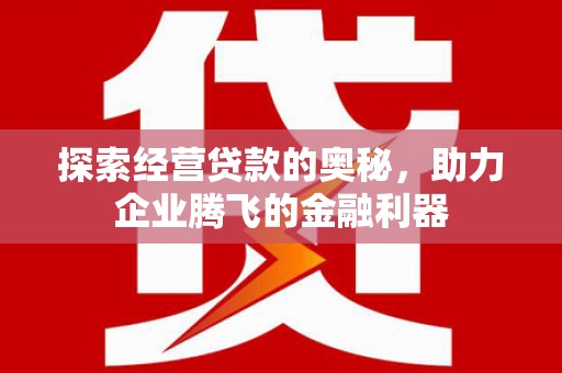 马山探索经营贷款的奥秘，助力企业腾飞的金融利器