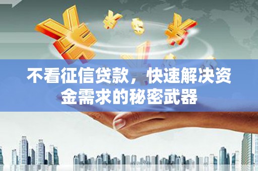 上城不看征信贷款，快速解决资金需求的秘密武器