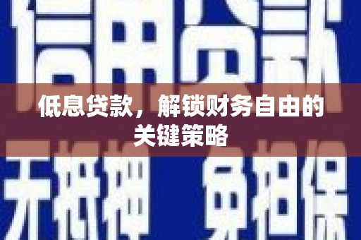 隆安低息贷款，解锁财务自由的关键策略