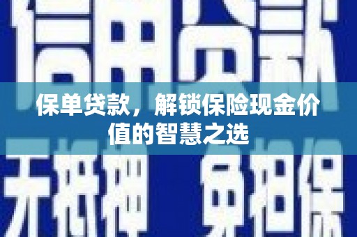 芦淞保单贷款，解锁保险现金价值的智慧之选