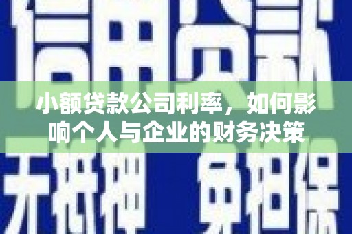 连州小额贷款公司利率，如何影响个人与企业的财务决策