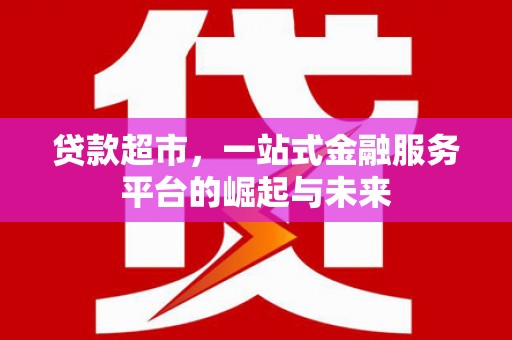 衡水贷款超市，一站式金融服务平台的崛起与未来
